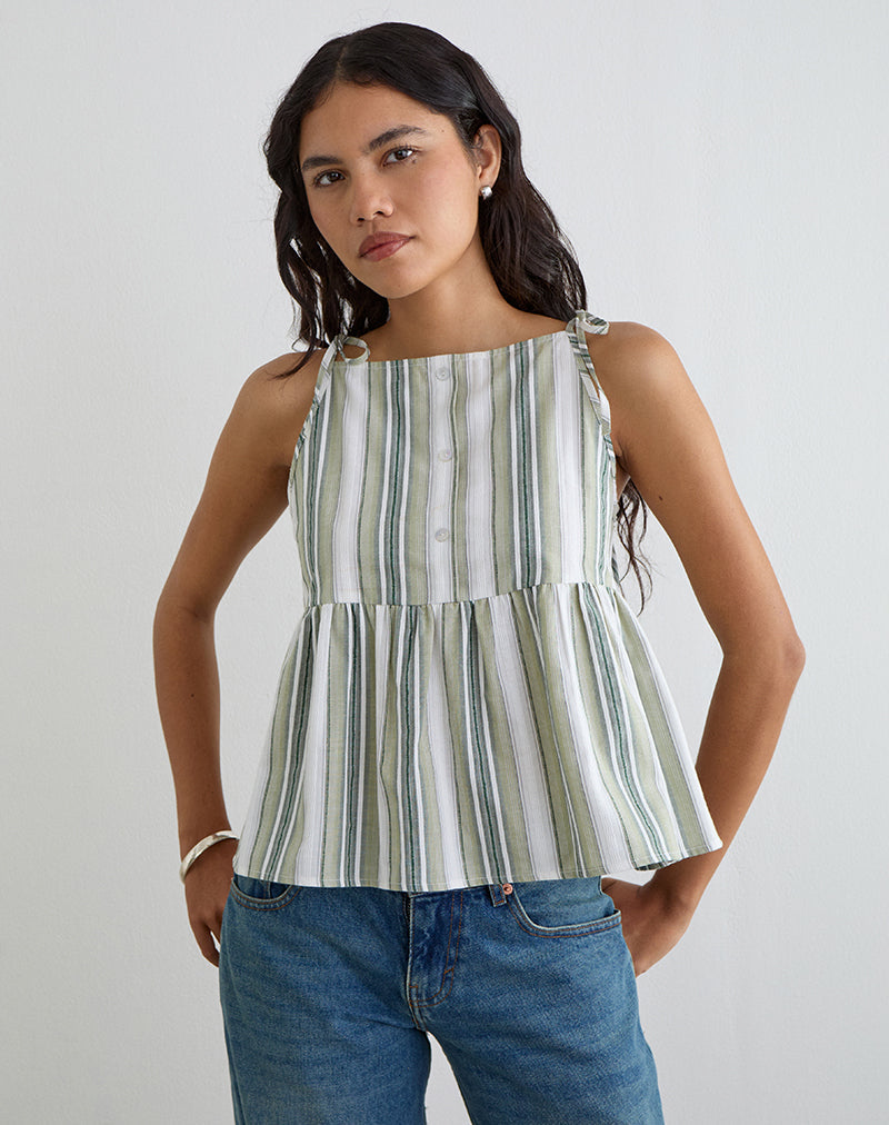 Myles Top in Sage Stripe