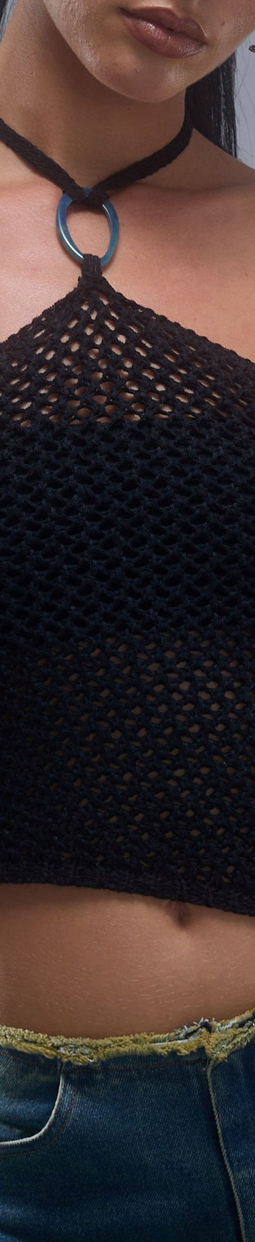 Image of Royani Halterneck Top in Black Knit