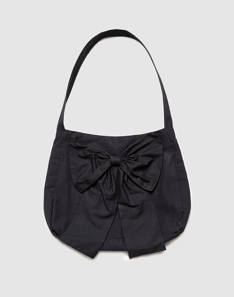 Nagi Bag in Black with Black Bow