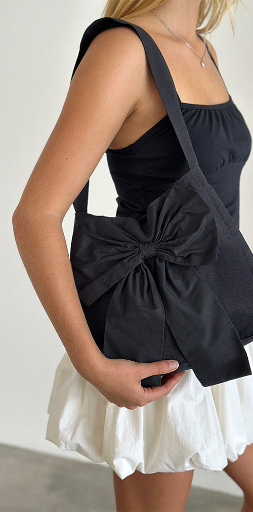 Image of Nagi Bag in Black with Black Bow