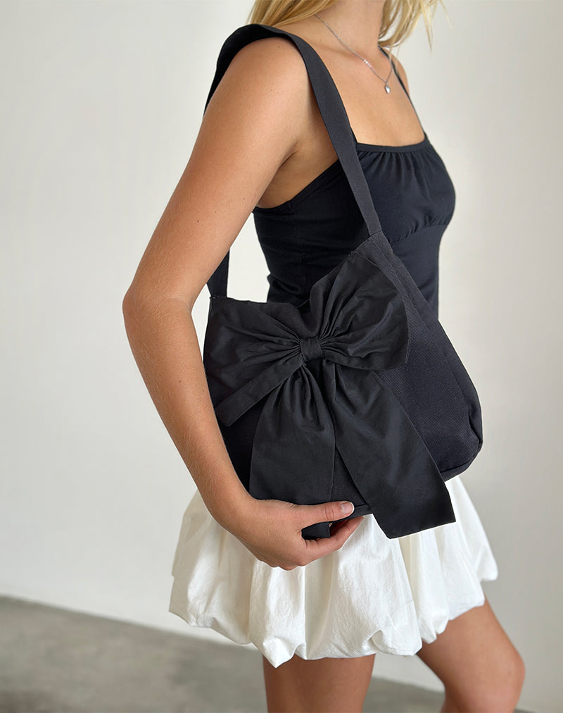 Image of Nagi Bag in Black with Black Bow