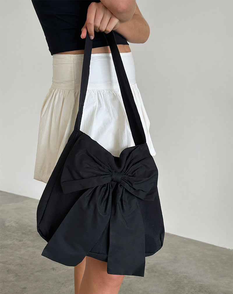 Image of Nagi Bag in Black with Black Bow