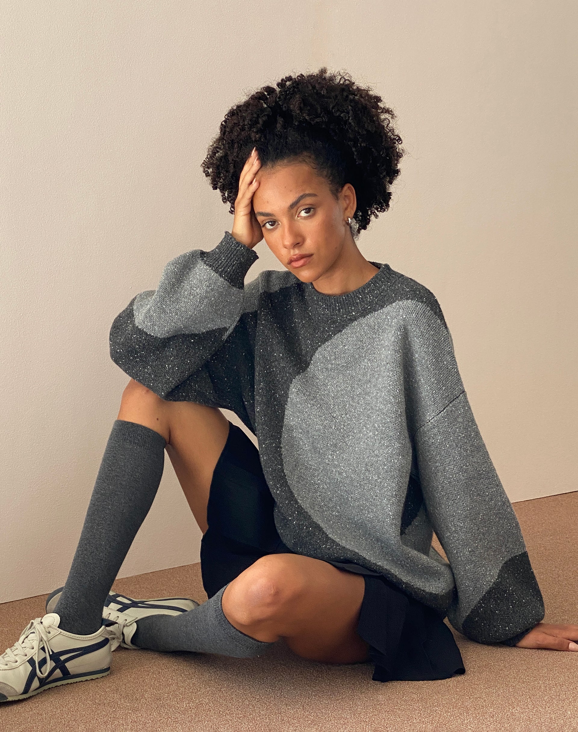 Image of Namari Jumper in Black and Charcoal Mix Knit