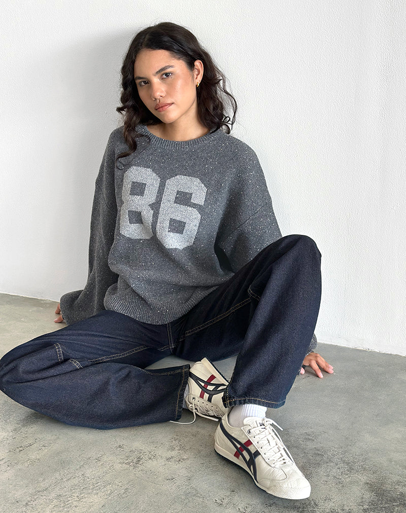 Image of Namari Jumper in Grey Knit with 86 Motif