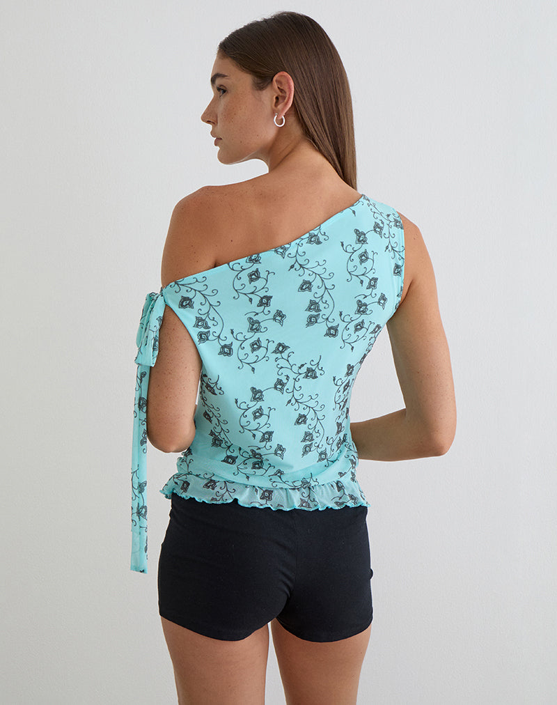 Image of Nani Off Shoulder Top in Winding Ivy Blue