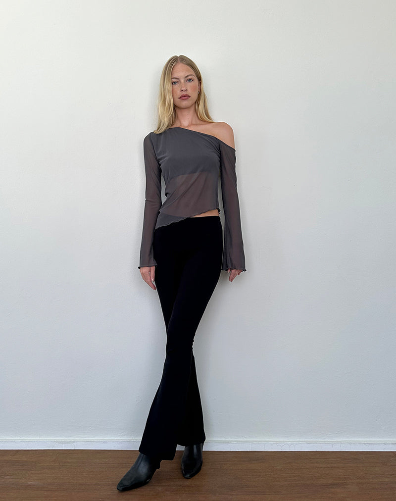 Image of Narcissa Asymmetric Long Sleeve Top in Ocean Storm