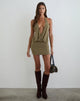Image of Narina Mini Dress in Cupro Olive Stone