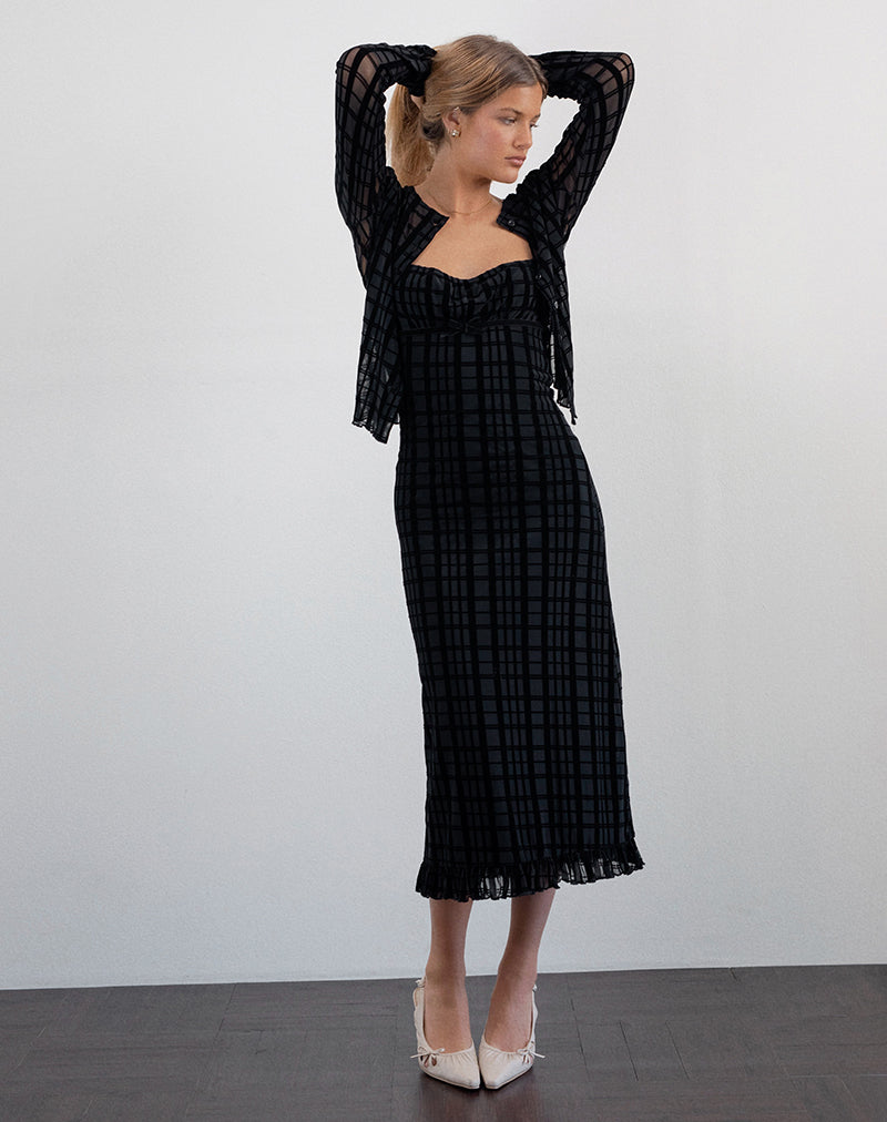 Image of Nateda Dress in Tonal Check Flock Black