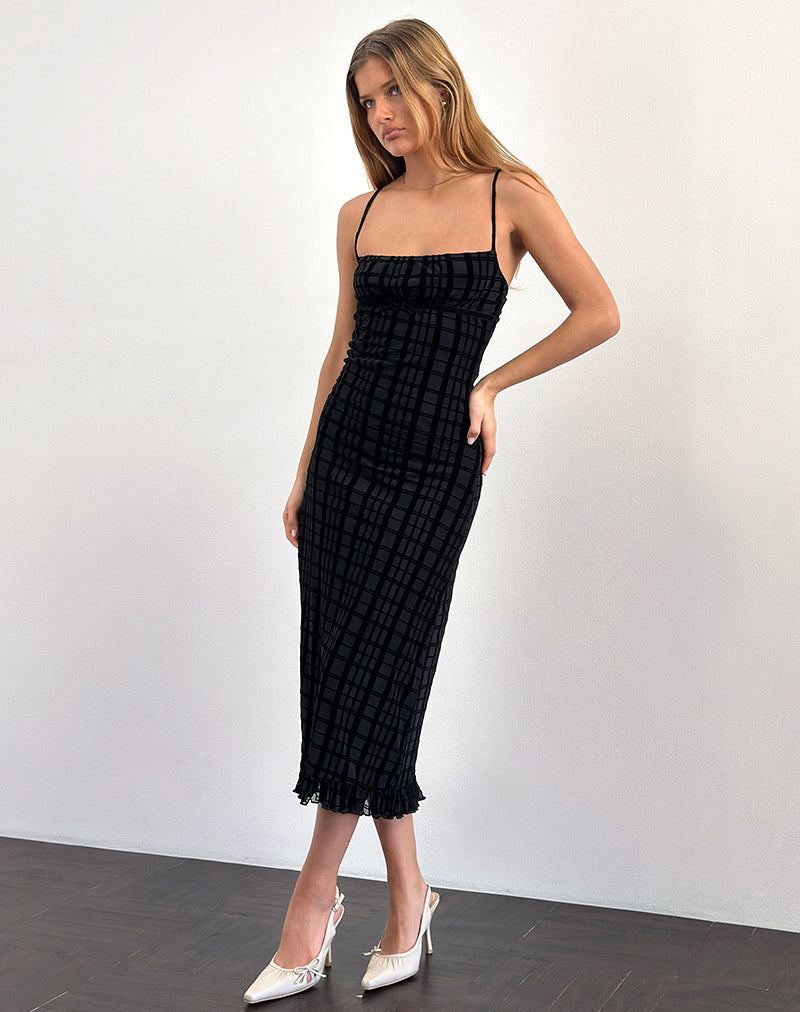 Image of Nateda Dress in Tonal Check Flock Black