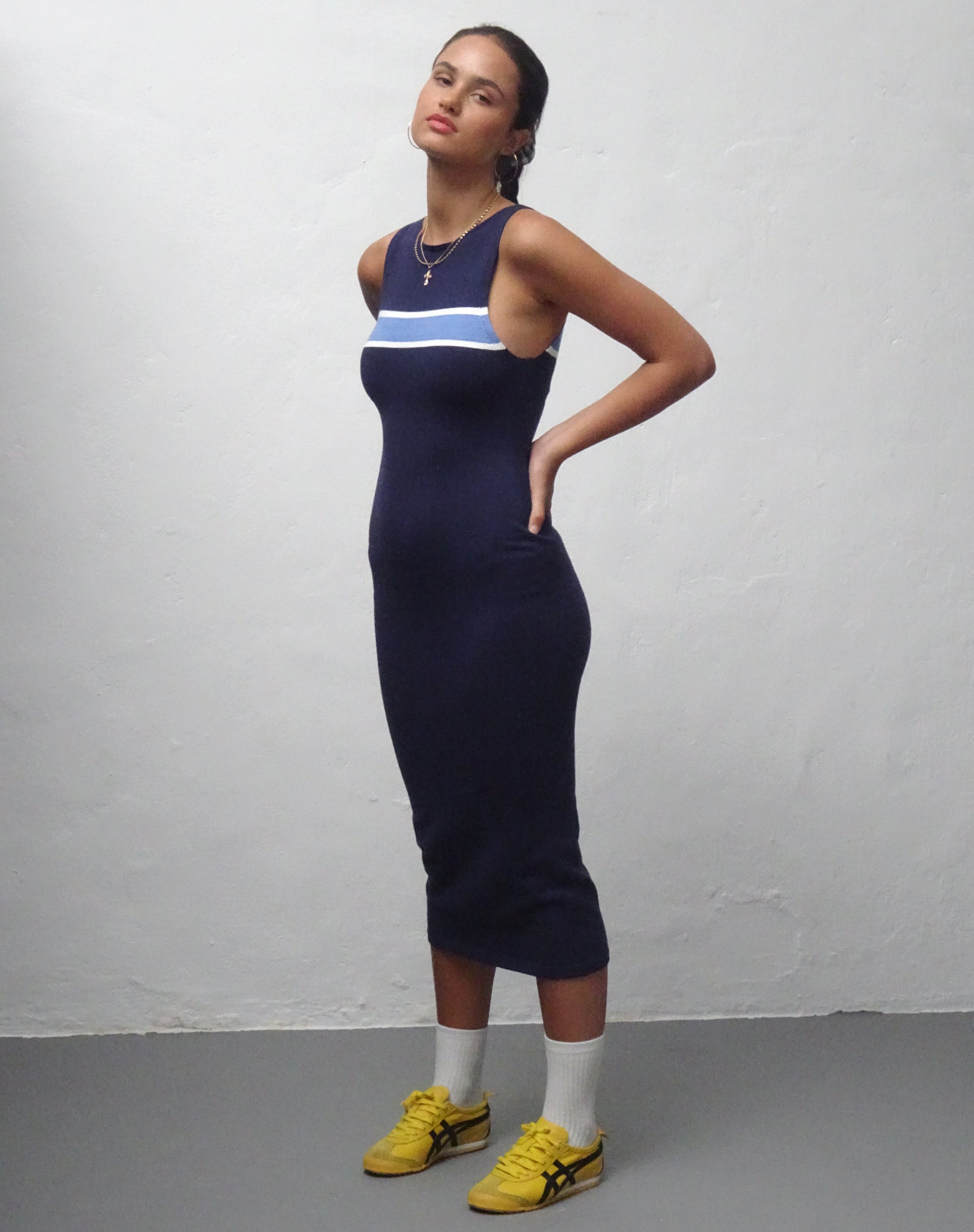 Image of Navala Midi Dress in Dark Navy