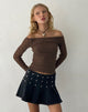 Image of Neira Long Sleeve Bardot Top in Textured Knit Mocha