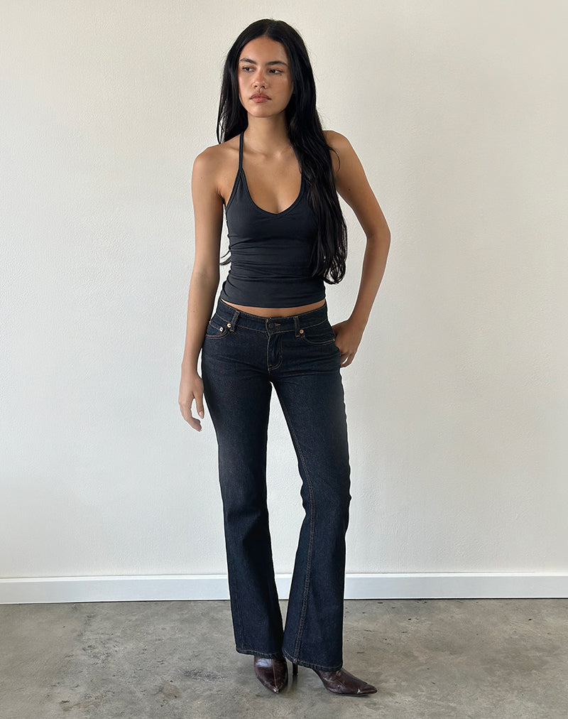 Image of Nemue Plunge Racerback Top in Black