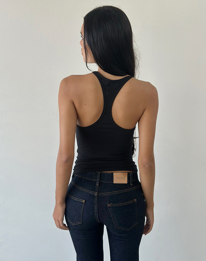 Image of Nemue Plunge Racerback Top in Black