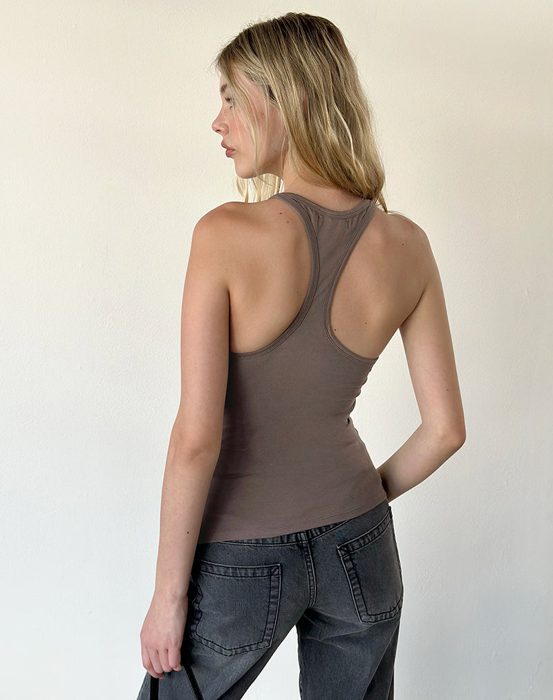 Image of Nemue Plunge Racerback Top in Coffee Quartz