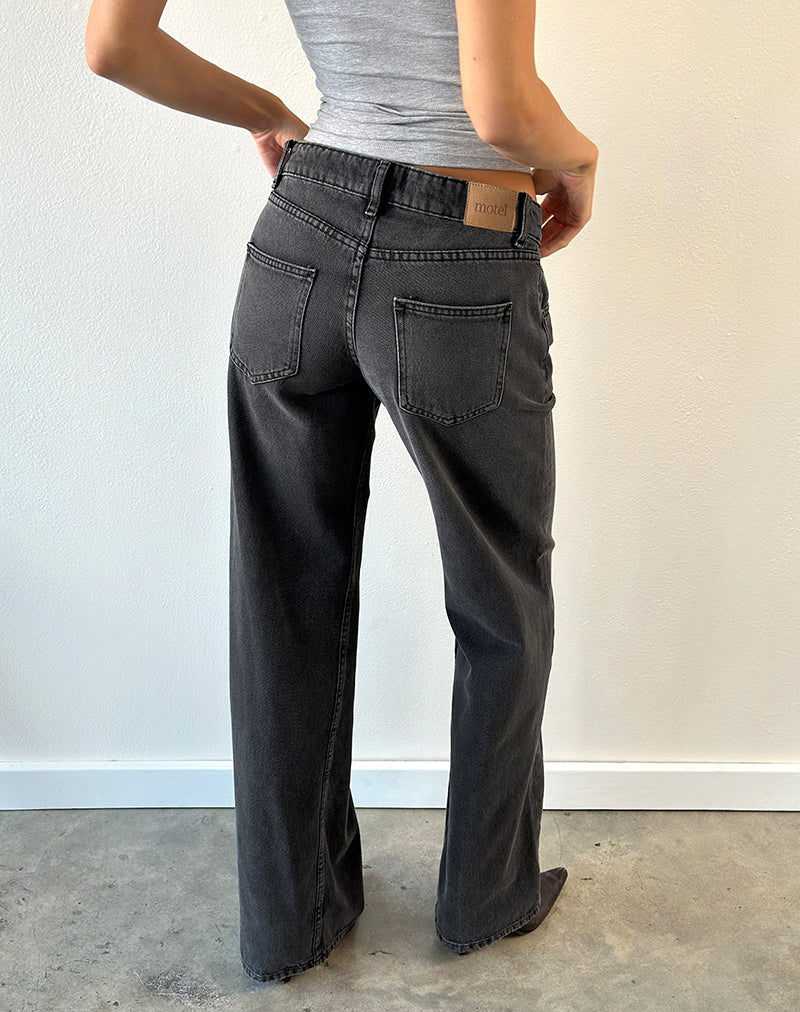 Image of Low Rise Parallel Jeans in Washed Black Grey