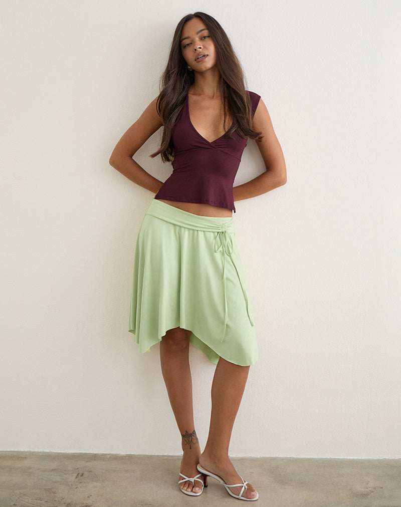 Image of Joonmir Midi Skirt in Rayon Jersey Pistachio