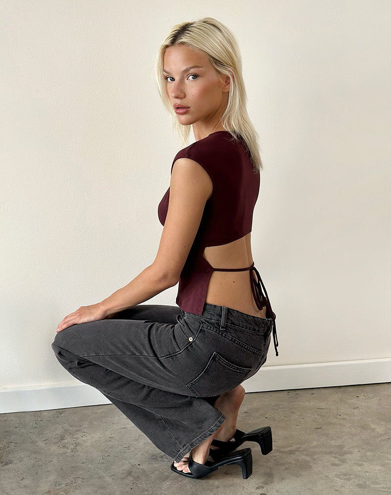 Netan Crossover Top in Dark Plum