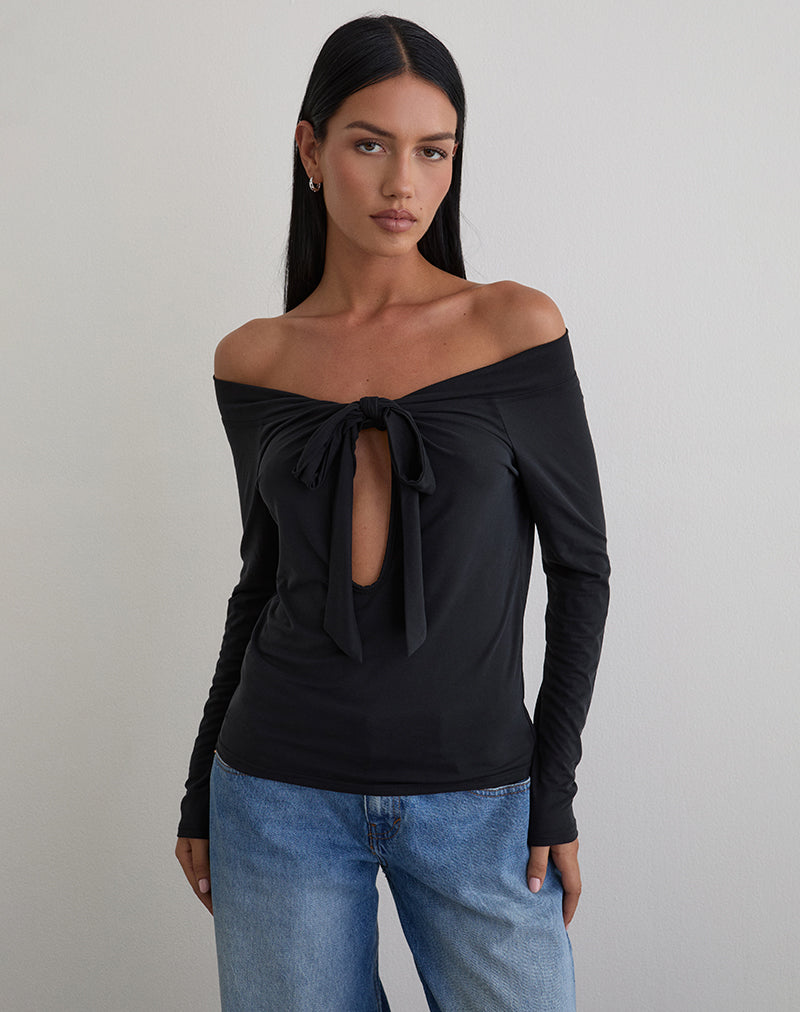 Black Cupro Multi Tie Top | Nezuko – motelrocks-com-aus