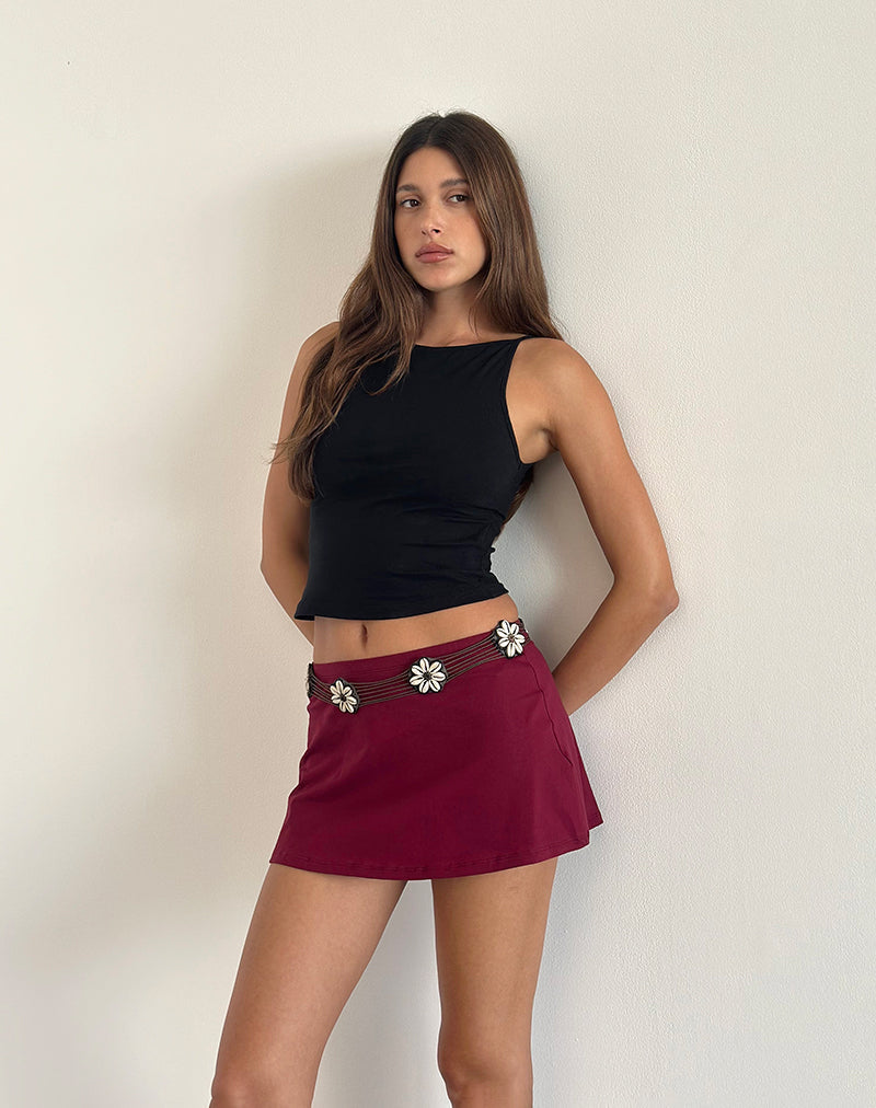 Nidya Aline Mini Skirt in Burgundy