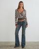 Image of Nilza Wrap Top in Knit Stripe Brown
