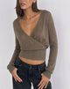 Image of Nilza Wrap Top in Knit Taupe