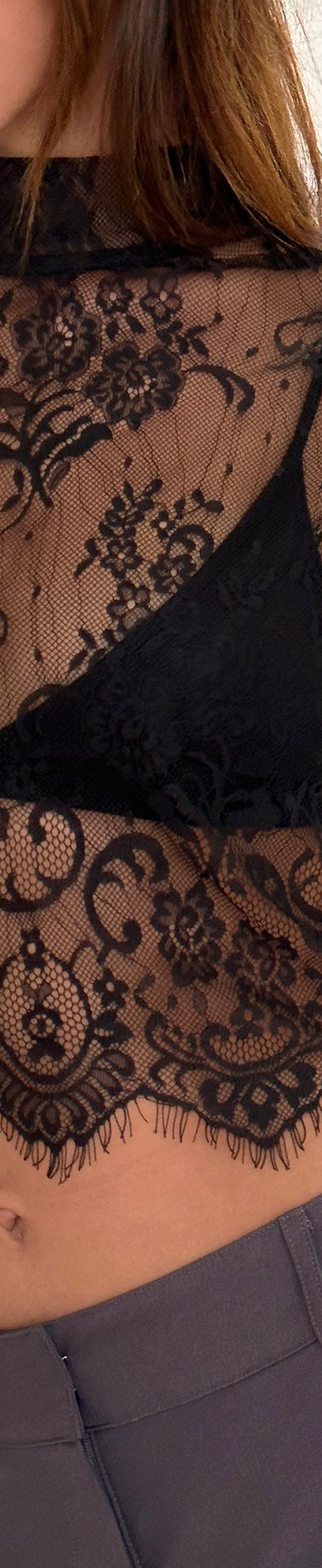 Image of Nioly Unlined Top in Black Eyelash Lace