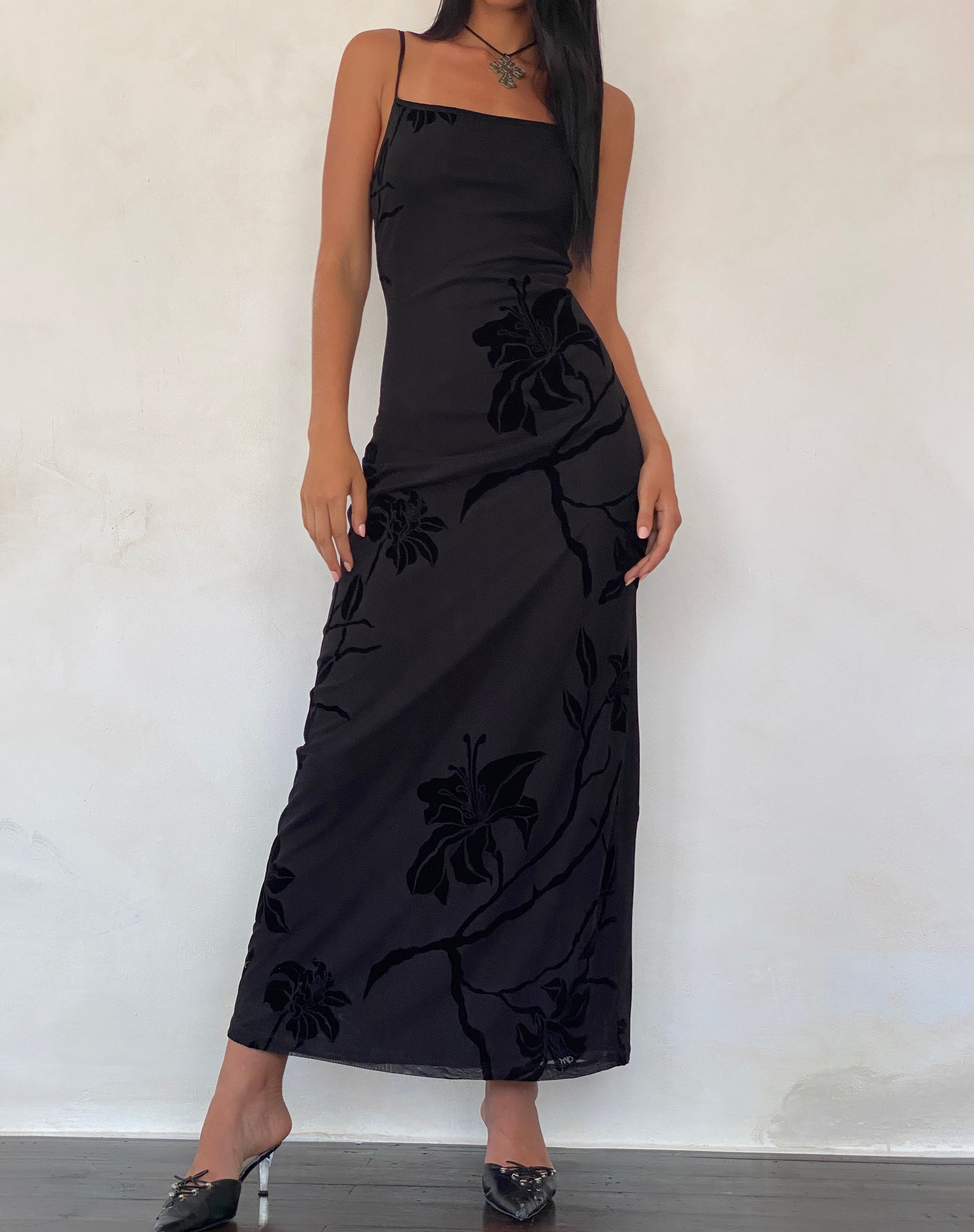 Image of Nodu Maxi Dress in Orchids Flock Black