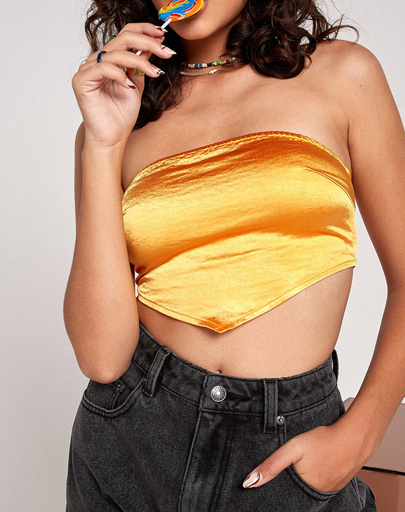 Image of Nolda Crop Top in Satin Tangerine