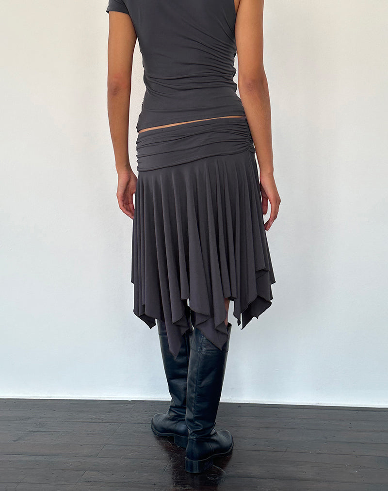 Image of Norali Waterfall Midi Skirt in Grey