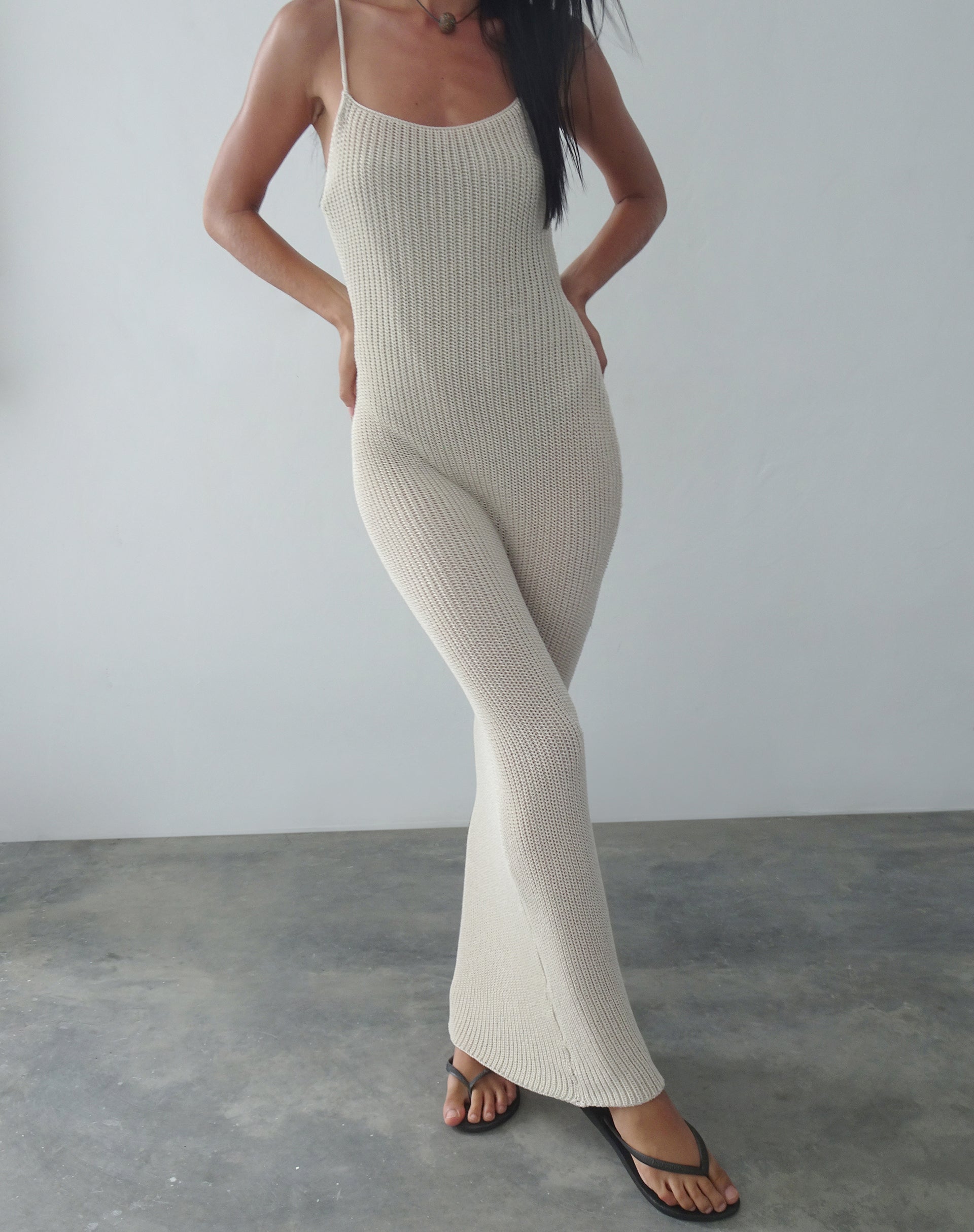 Image of Norila Knitted Maxi Dress in Neutral