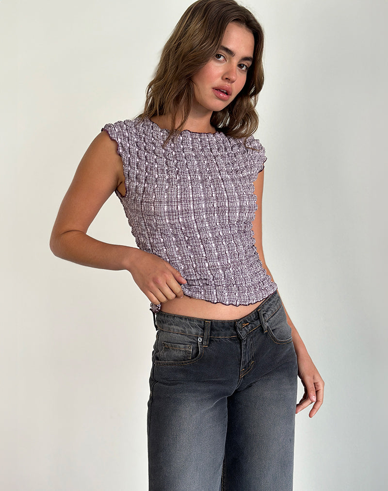 Nova Top in Bubble Gingham Brown