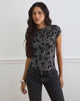 Image of Nova Top in Floral Sequin Black