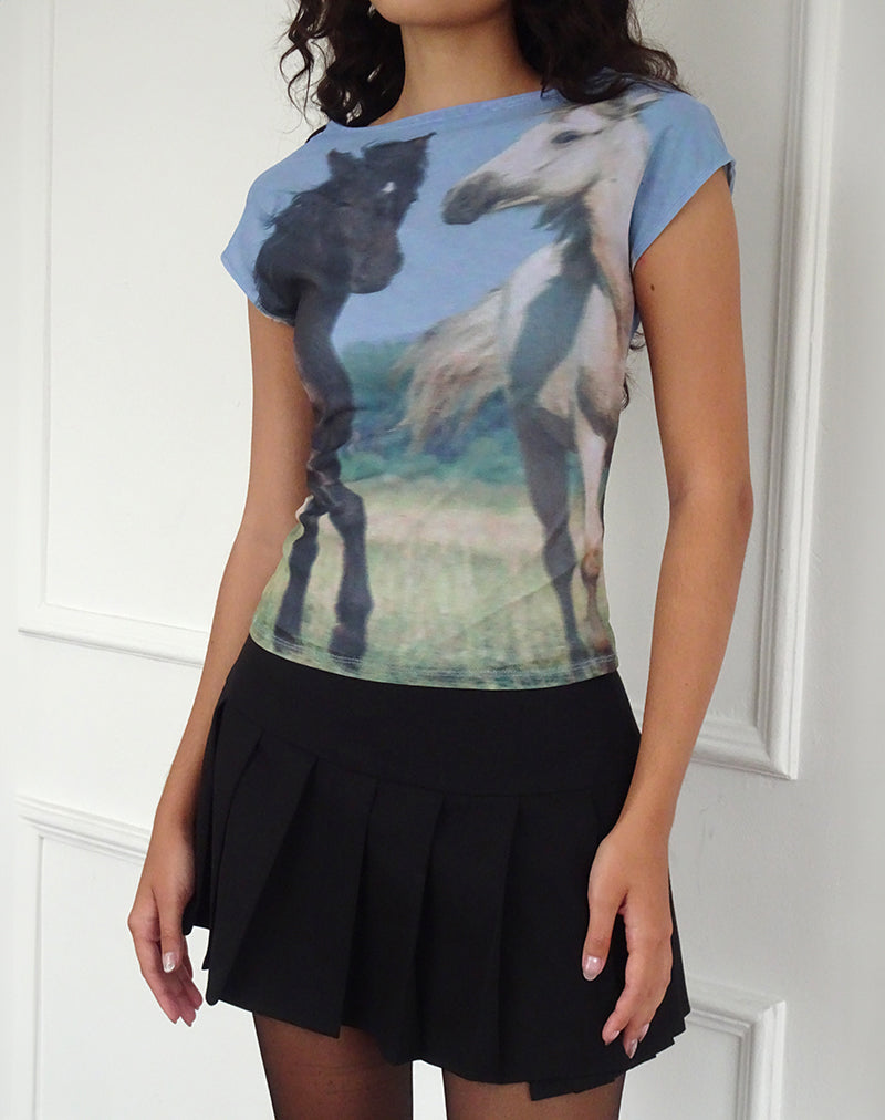 Image of Nova Top Mesh in Horses Print