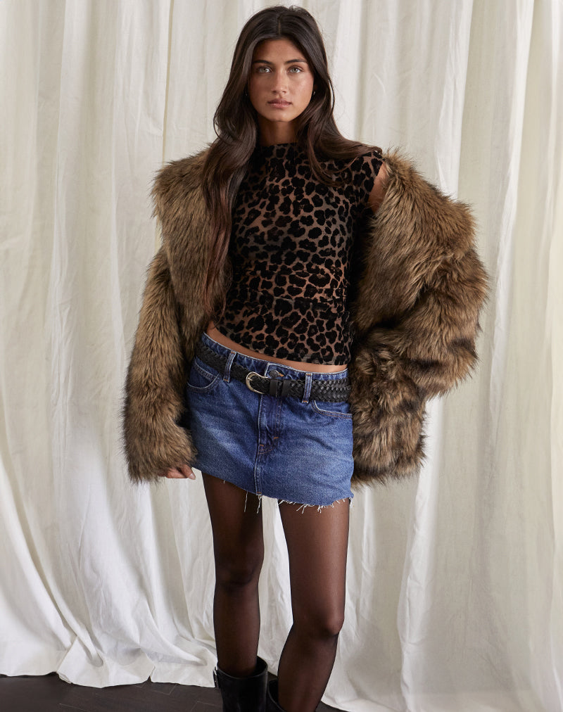 Image of Nova Top in Flock Mesh Rar Leopard