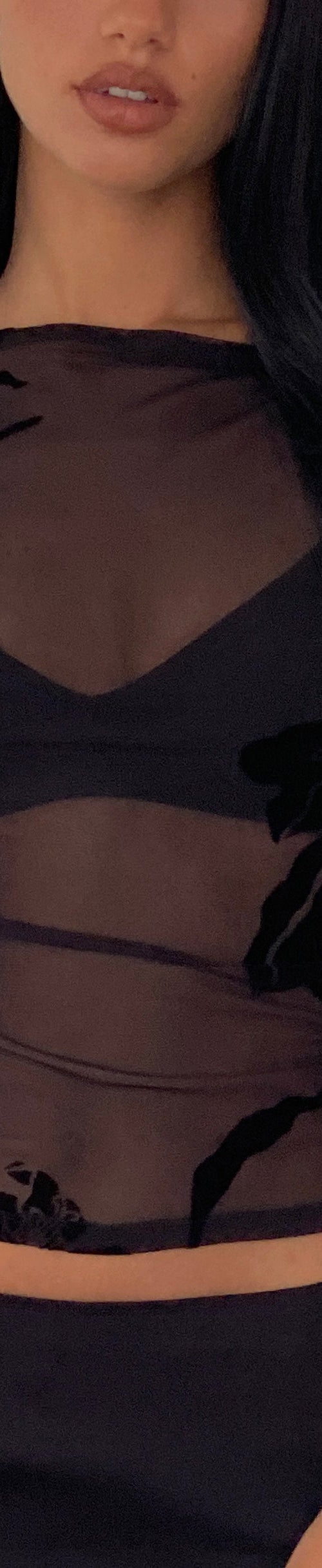 Image of Nova Top in Orchids Flock Black