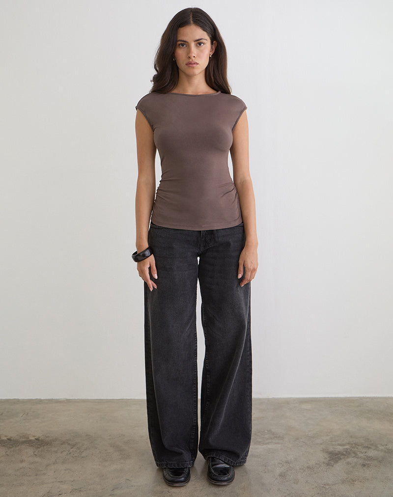 Novia Top with Ruched Sides in Coffee Quartz