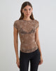 Image of Nuovo Top in Leafy Flock Dark Taupe