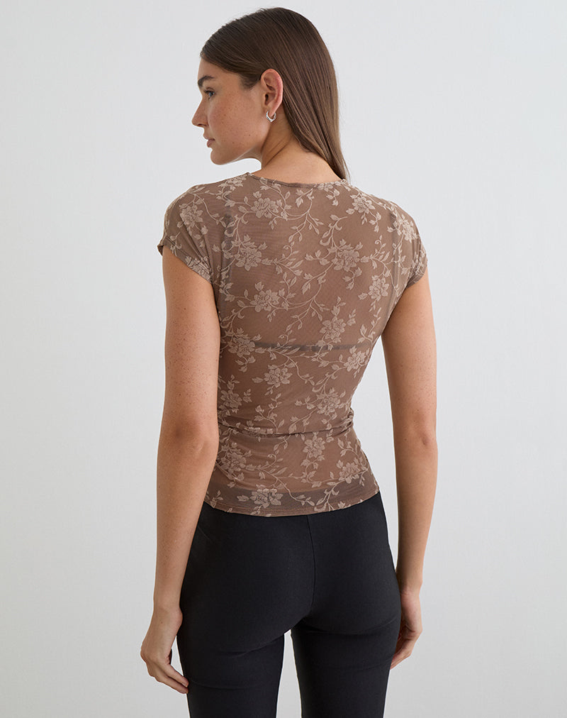 Image of Nuovo Top in Leafy Flock Dark Taupe
