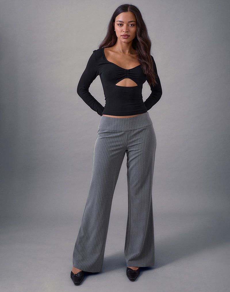 Image of Nyala Long Sleeve Cutout Top in Rayon Jersey Black