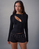 Image of Nyla Long Sleeve Slash Cut Out Top in Black