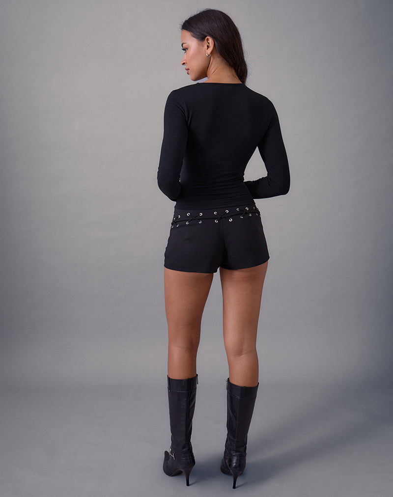 Image of Linaya Lace Up Hot Pant in Tailoring Black