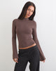 Image of Nell High Neck Long Sleeve Top in Jersey Coffee Quartz