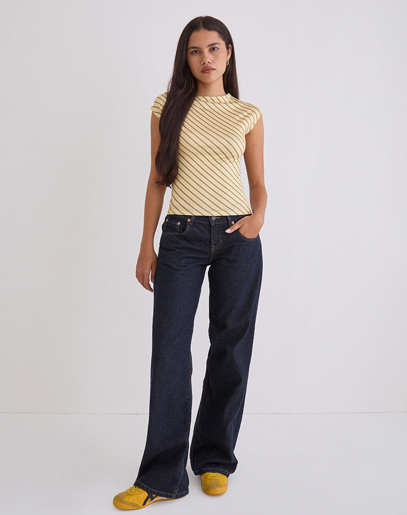 Nova Slinky Top in Yellow Diagonal Stripe