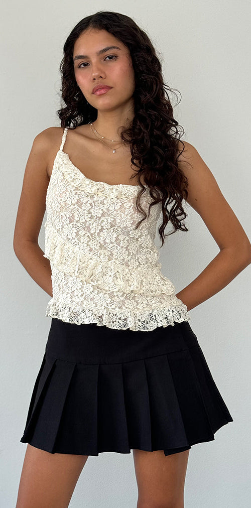 Image of Octavia Asymmetric Cami Top in Lace Ivorya