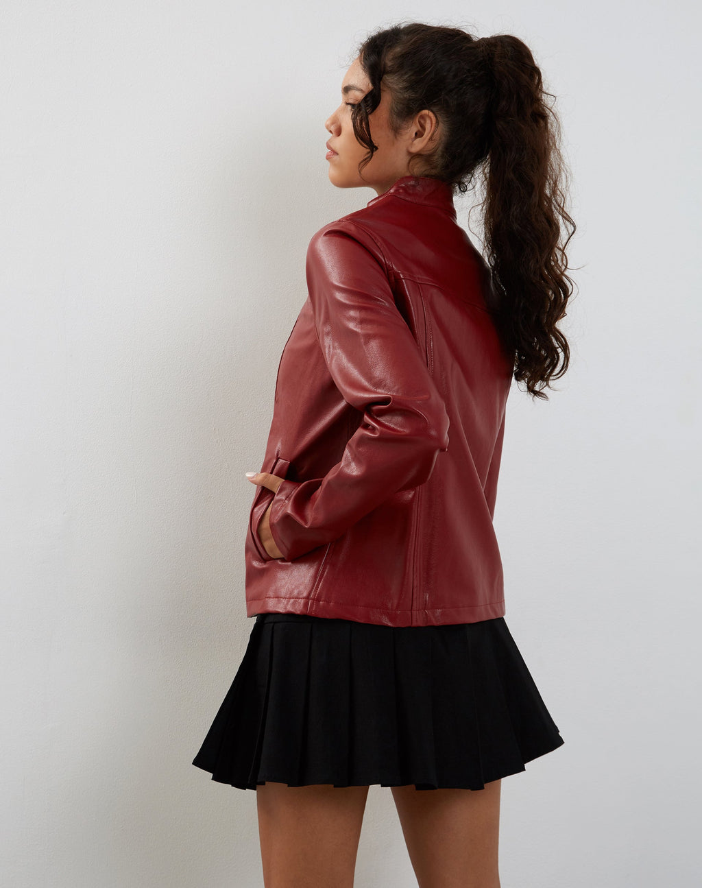 Olivia Jacket in PU Blood Red