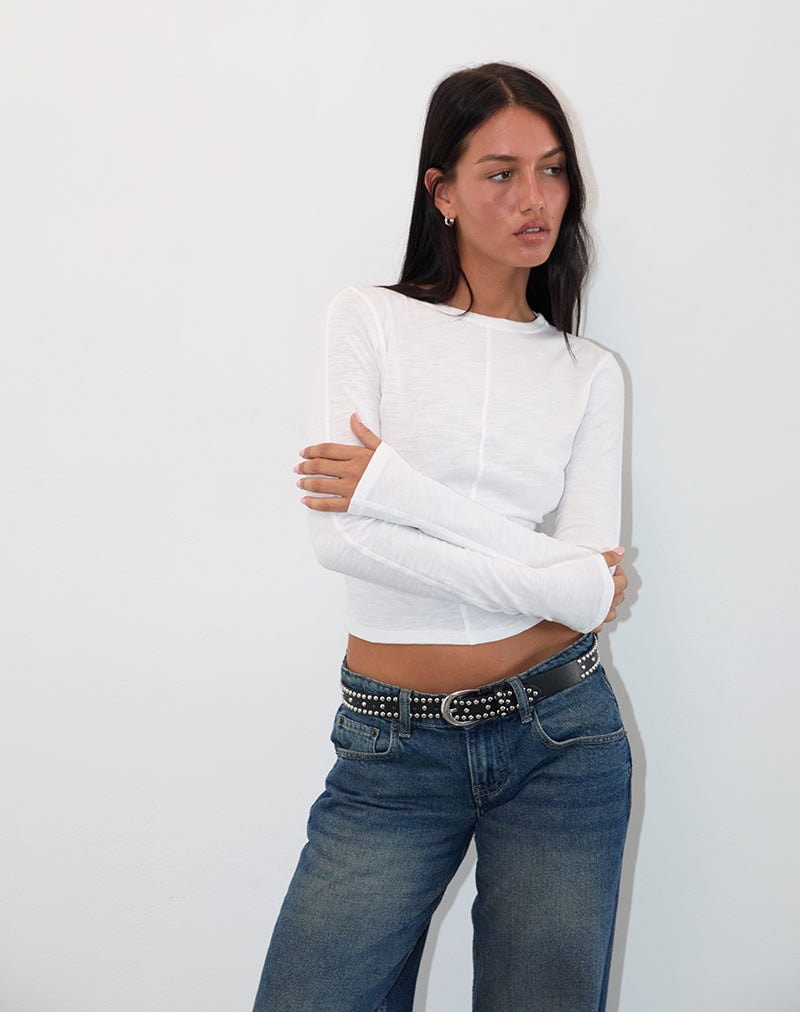 Image of Olson Long Sleeve Top in Slub Ivory