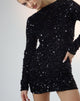 image of Onaki Long Sleeve Mini Dress in Mini Sequin Black