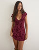 Image of Onyx Mini Dress in Botanical Flower Maroon