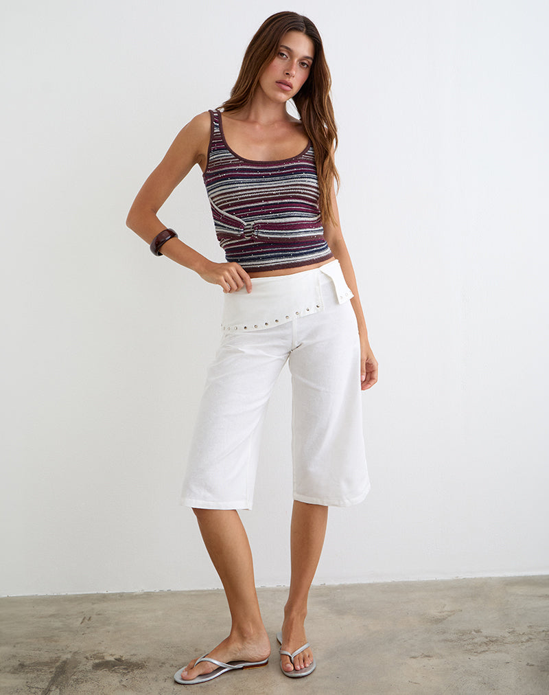 Image of Oren Capri Trouser in Ivory with Studs