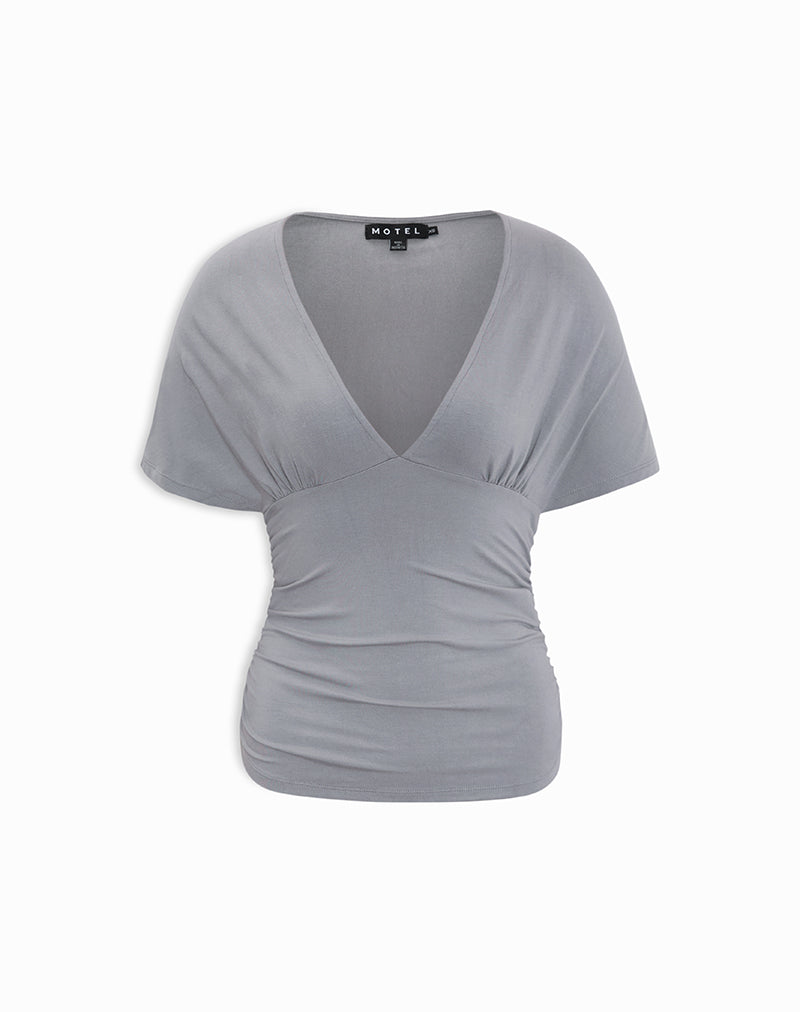 Image of Osari Plunge Batwing Top in Jersey Grey